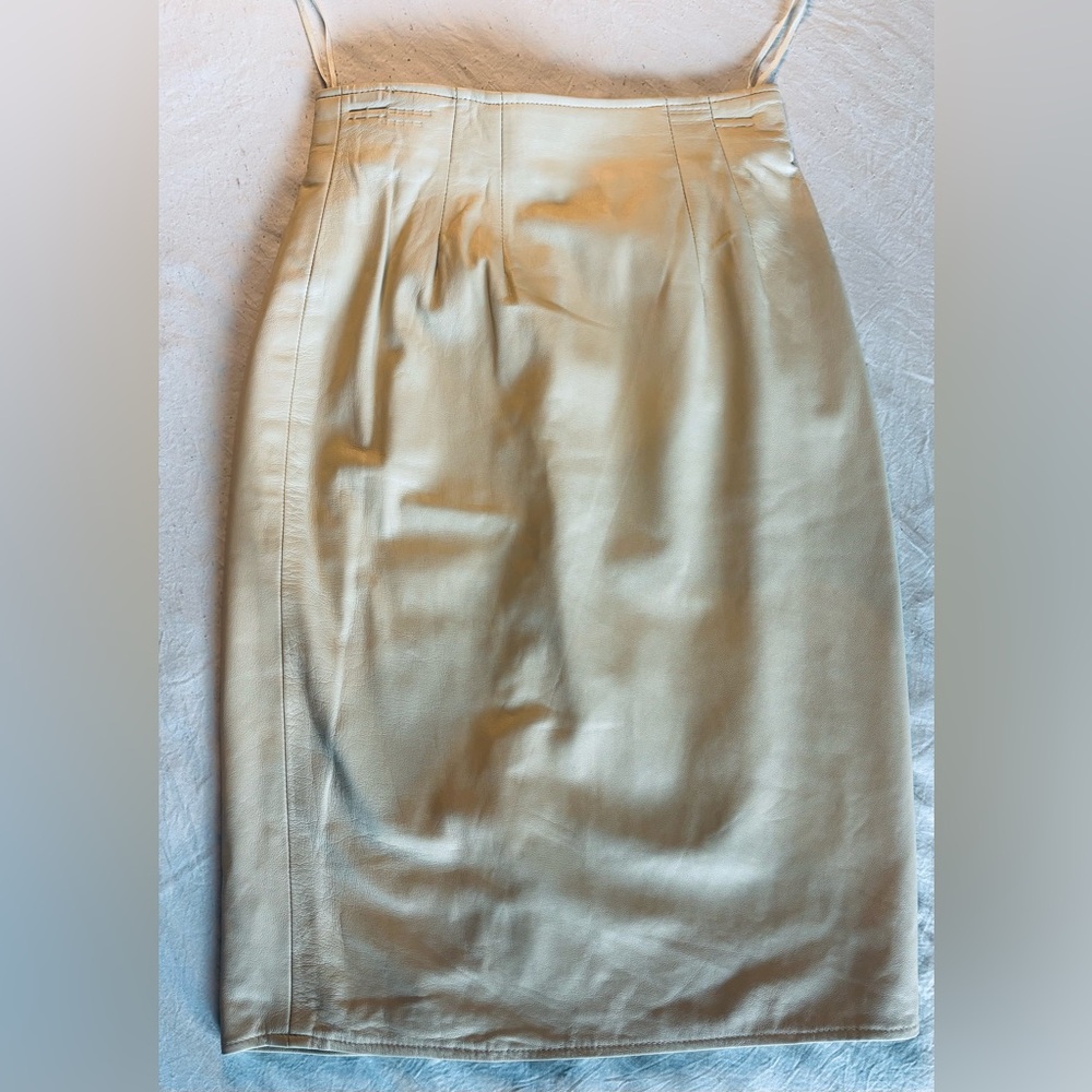 Erez Cream Leather Skirt